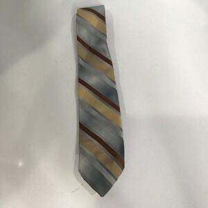 Vintage sabatini blue tan brown striped neck tie men's one size retro dressy